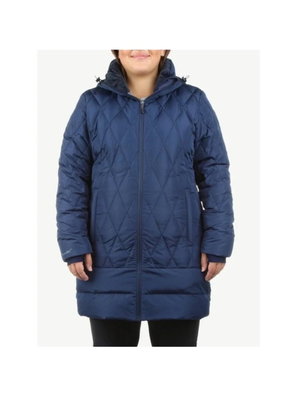 Moosejaw Women’s Hooded Down Puffer Jacket Mid Length Dark Blue Size Small